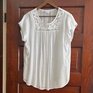 Liz Claiborne White Lace Detail Blouse